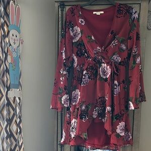 Adam Levine Burgundy and Floral Dress